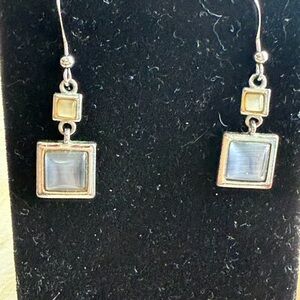 Lia Sophia Silver and Gold opalescent drop Square Earrings